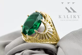 Émeraude Or jaune 14 carats Anneau Bijoux vintage vrc003y